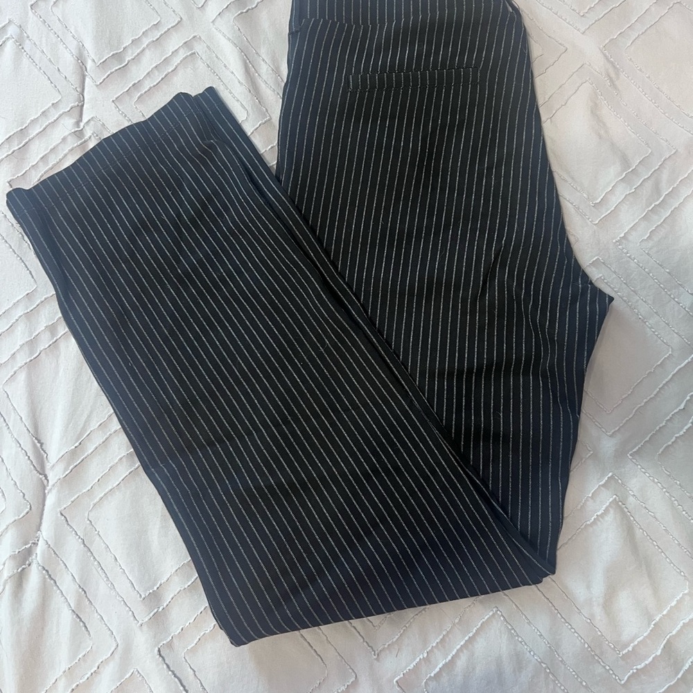 Betabrand Classic Yoga Dress Pant - Bootcut (Black and White Stripes)